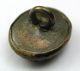 Antique Waistcoat Button Cobalt Glass Oval W/ Rose In Brass Back - 7/16 