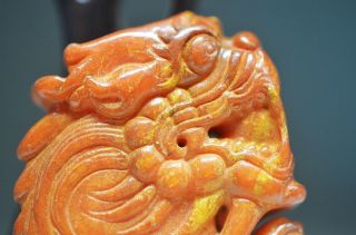 Unique Chinese Old Jade Hand Carved Pendant - - Dragon Fish K7a1 photo