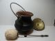 Smelting Smudge Pot & Pumice Stone Wand Cast Iron & Brass Primitive Vintage Hearth Ware photo 1