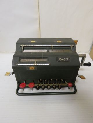 Old Antique Facit Mechanical Calculator,  Tk.  Perfectly.  Sweden.  10 Key. photo