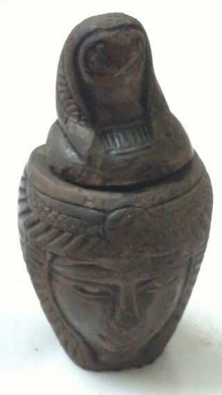 Ancient Egyptian Faience Canopic Jar 89.  8 Gm 300 Bc Rare photo