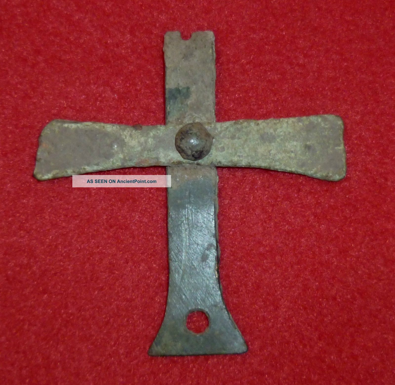 Knights Templar Ancient Artifact Bronze Cross Applique Circa 1100 Ad - 2884 - Other Antiquities photo
