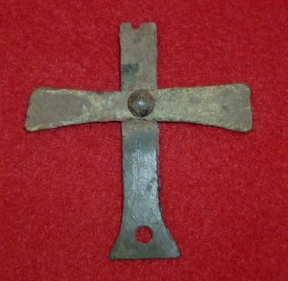 Knights Templar Ancient Artifact Bronze Cross Applique Circa 1100 Ad - 2884 - photo
