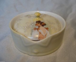 Limoges France Hand Painted Porcelain Stud Collar Button Box French W.  Guerin Co. photo