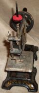Vintage Antique German Childs Toy Metal Sewing Machine Hand Crank Tole Flower & Other Antique Sewing photo 1