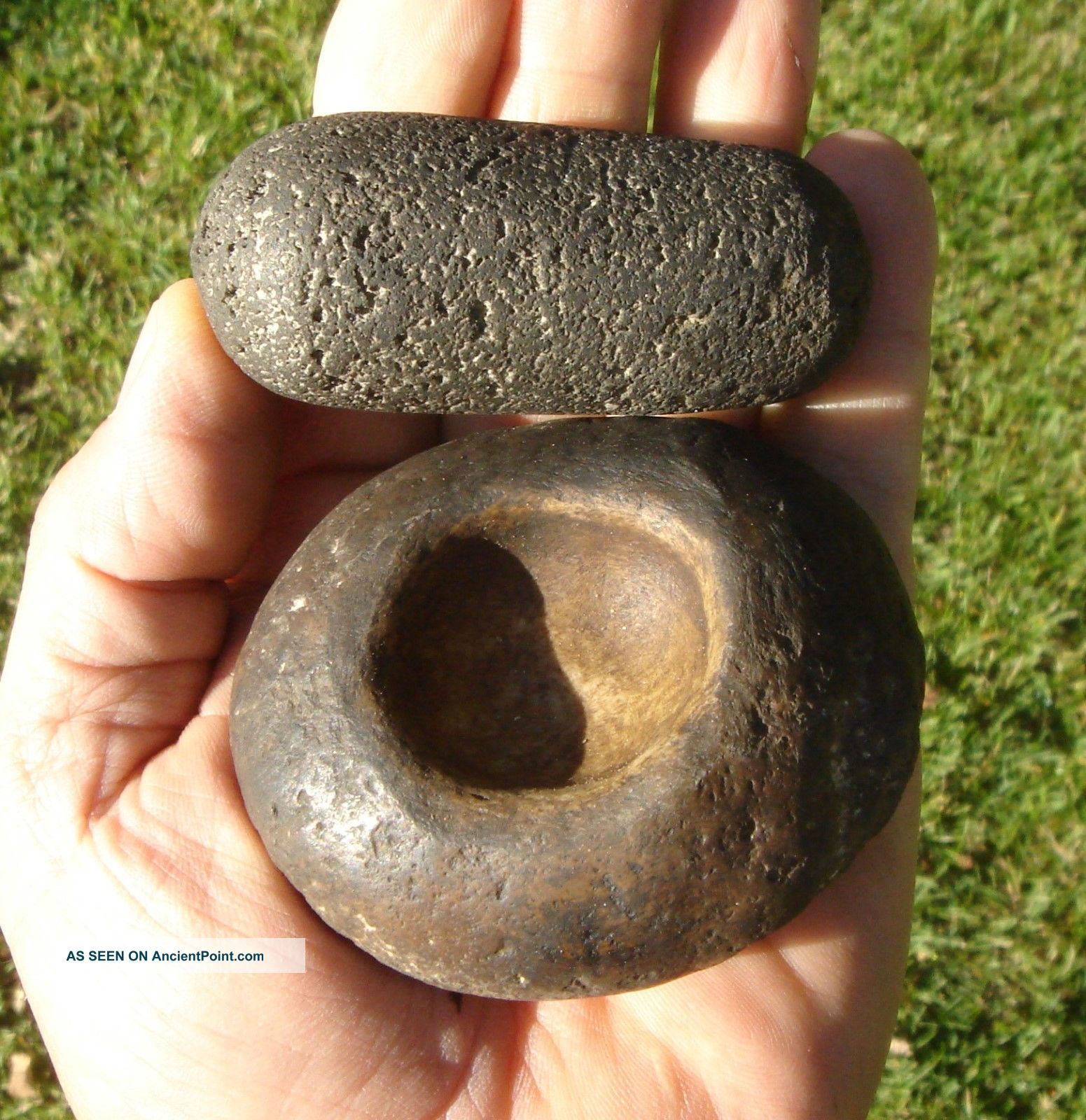 Mortar & Pestle: Shaman,  Painted Cave Area,  Santa Barbara,  Ca.  19th C Find Native American photo