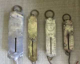 4 Antique Brass Hanging Mercantile/farm Scales Chatillons/frary/morton Bremner photo