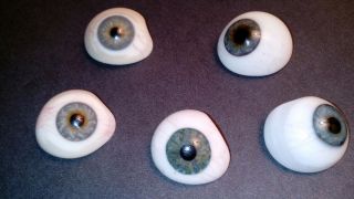 (5) Antique Pre - Wwii German Medical Human Prosthetic Glass Eyes Blue. photo