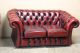 Antique English Three Seat Chesterfield Leather Sofa And Loveseat In Oxblood Col Other Antique Furniture photo 3