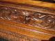 Antique Hall Bench Gothic Revival Oak Carved Lions Faces 1800-1899 photo 4