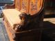 Antique Hall Bench Gothic Revival Oak Carved Lions Faces 1800-1899 photo 5