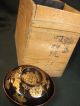 Japanese Antique Signed Meiji Era Hand Painted Gold Makie Lacquer Lidded Bowl Bowls photo 5