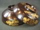 Japanese Antique Signed Meiji Era Hand Painted Gold Makie Lacquer Lidded Bowl Bowls photo 7