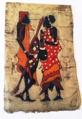 African Batik Art Maasai Kenya Textil Fabric Vintage 1994 Vf 2 photo