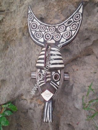 African Tribal - 3730 Rare Bobo Crescent Dance Mask Burkina Faso (bwa,  Gurunsi) photo