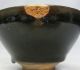 A008: Chinese Pottery Ware Tea Bowl Tenmoku - Chawan With Tasteful Repair. Bowls photo 1