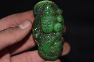 Antique Chinese Hand Carved Aristocratic Wearing Jadeite Jade Pendant L129 photo