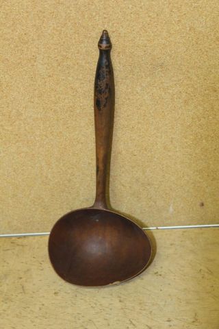 Rare 18th C Carved Wooden Dipper In Maple And Tiger Maple Traces Of Black Paint photo