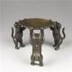 Ancient Asian Chinese Old Bronze Handmade Cats Plate Statue Oil Lamp Candlestick Other Antique Chinese Statues photo 3