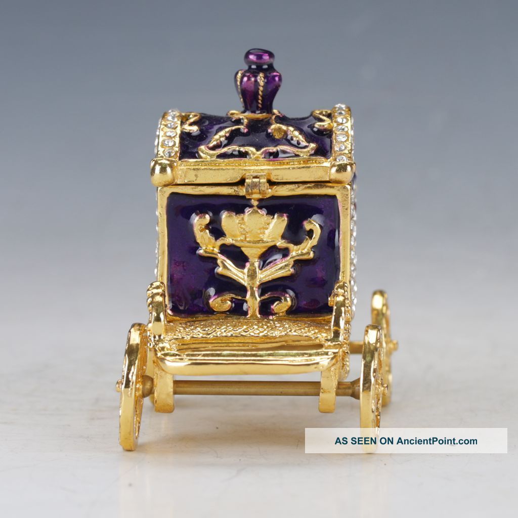 Chinese Exquisite Cloisonne Copper Handwork Inlaid Rhinestone Carriage Statue Other Antique Chinese Statues photo