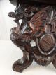 Antique English Figural Carved Wood Winged Griffin Mythological Gothic Old Stool 1900-1950 photo 3