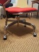 Vtg Mcm Eames Global Canada Red Fabric Chrome Adj.  Height Rolling Swivel Chair Mid-Century Modernism photo 1