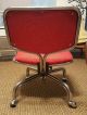 Vtg Mcm Eames Global Canada Red Fabric Chrome Adj.  Height Rolling Swivel Chair Mid-Century Modernism photo 2