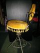 Vintage Mid - Century Gold Brass Swivel Seat Vanity/dresser Chair Padded Stool Post-1950 photo 1