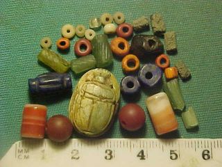 30,  Ancient Beads Circa 1000 Bc - 400 Ad,  Egyptian Scarab Amulet photo