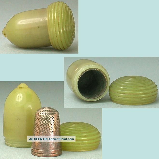 Antique Bakelite Acorn W/ Child ' S Thimble English Circa 1900s Thimbles photo