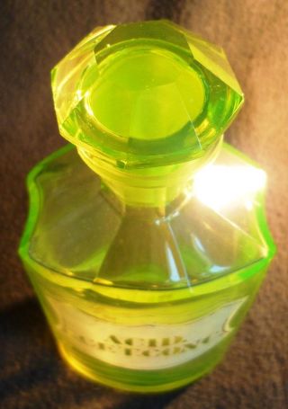 Rare Vaseline Pontil Uranium Glass Enamel Apothecary Chemist Bottle Jar Pharmacy photo