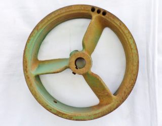 Vintage Metal Industrial Fly Belt Gear Pulley Wheel Machine Age Steampunk photo