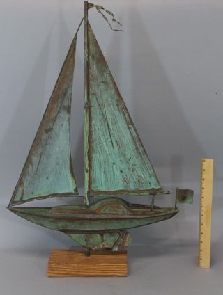 Small Handmade,  Full Body,  20thc Folk Art Copper Sailboat Weathervane,  Nr photo