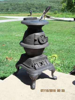 Little Charles Noble Antique Cast Iron Wood/coal Pot Belly Stove Dated 1888 photo