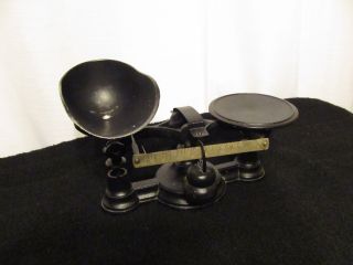 Vintage Black Cast Iron Countertop Scale,  Candy Scale,  Balance Beam photo