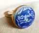 Old Medieval Gold Plated Ring Lapis Lazuli Horse Intaglio Stone Vintage Retro Near Eastern photo 2