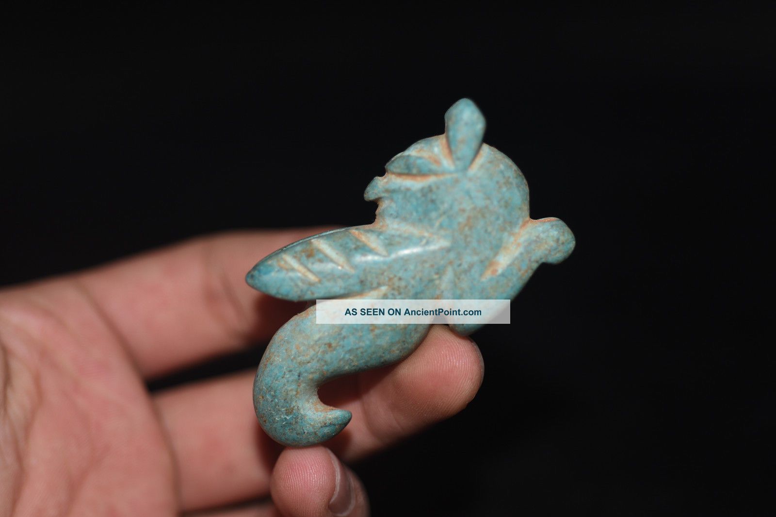 Old Chinese Neolithic Hongshan Turquoise Hand Carved Amulet Pendant W008 Necklaces & Pendants photo