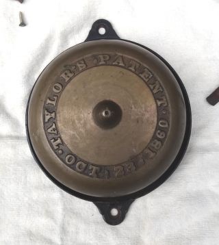 Antique Hand Crank Bronze Door Bell Taylor ' S Patent 1860 Civil War Era photo