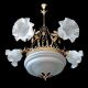 Vintage French Art - Nouveau/deco Molded Frosted Glass Shades 7 Light Chandelier Chandeliers, Fixtures, Sconces photo 1
