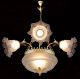Vintage French Art - Nouveau/deco Molded Frosted Glass Shades 7 Light Chandelier Chandeliers, Fixtures, Sconces photo 2