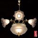Vintage French Art - Nouveau/deco Molded Frosted Glass Shades 7 Light Chandelier Chandeliers, Fixtures, Sconces photo 3
