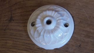 Antique French Vintage Smalll Porcelain Ceiling Rose Light Fitting C 1940 ' S photo