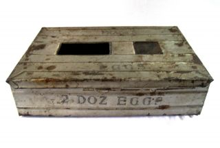 Vintage Metal 2 Dozen Fragile Egg Box 13 