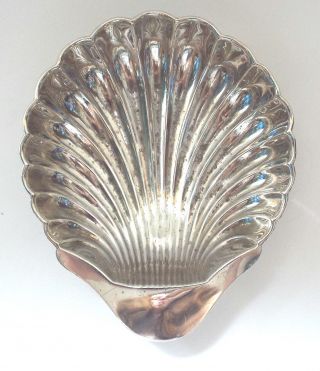 Large Shell Dish Butter Oyster Solid Sterling Silver Rococo Revival Cooper 1914 photo