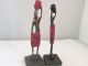 Vintage Pair Hand Carved Wooden African Tribal Sculpture Figures 8 - 1/2 