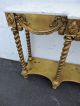 French Long Narrow Marble Top Console Table Distressed Gold Leaf 7682 Post-1950 photo 11