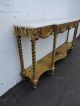 French Long Narrow Marble Top Console Table Distressed Gold Leaf 7682 Post-1950 photo 6