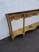 French Long Narrow Marble Top Console Table Distressed Gold Leaf 7682 Post-1950 photo 8