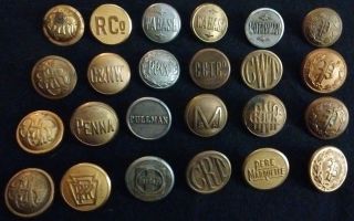 24pc.  Antique Button Railroad Rr Prr Wabash Pullan Motorman Pere Marquete Ppc Co photo