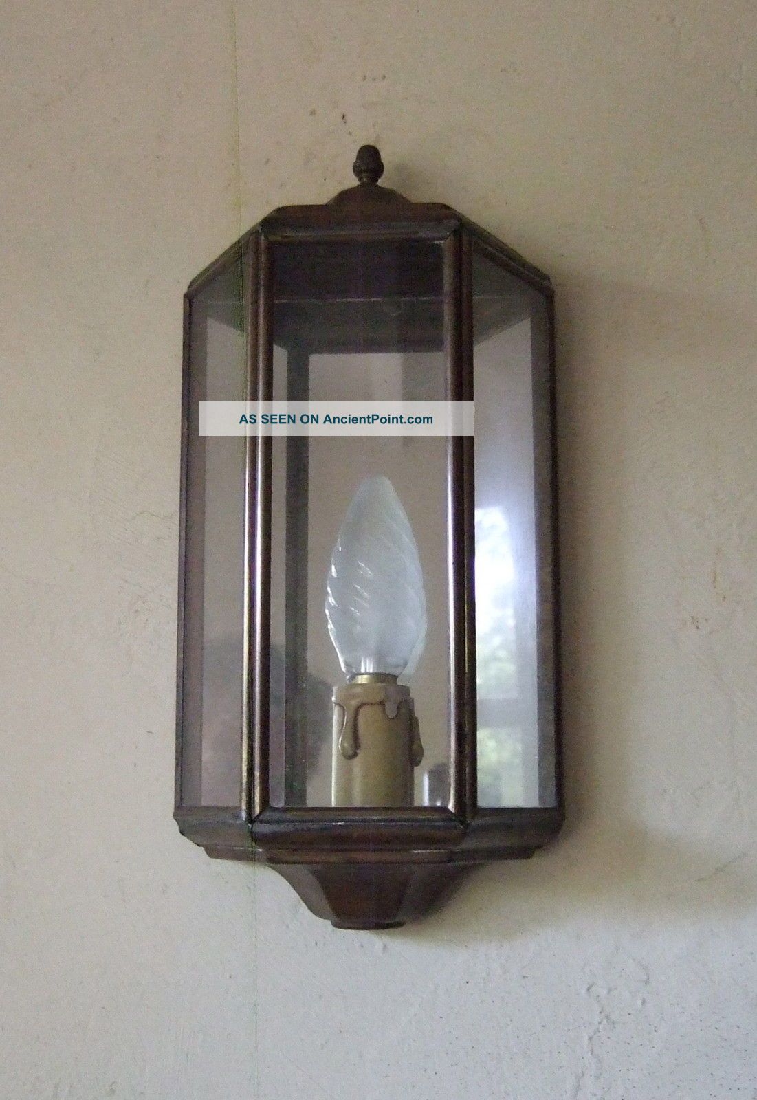Antique French Brass And Glass Wall Lantern Chandelier Light Sconce Chandeliers, Fixtures, Sconces photo